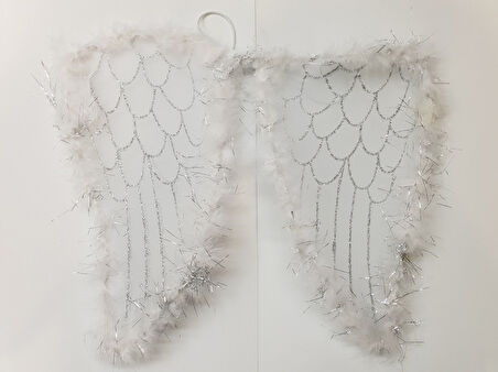 Beyaz Otrişli Dantel Tüllü Peri Kanadı ve Peri Tacı Seti 45x40 cm