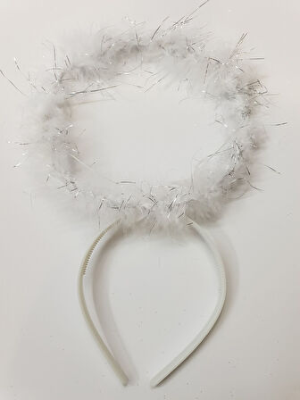 Beyaz Otrişli Dantel Tüllü Peri Kanadı ve Peri Tacı Seti 45x40 cm