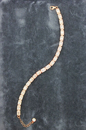 925 Ayar Baget Su Yolu Rose Gümüş Bileklik (TGB0278)