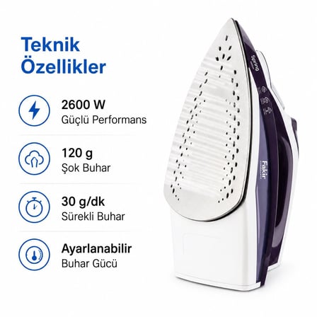 Fakir Spring Buharlı Ütü Seramik Taban 2600W Mor