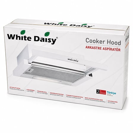 White Daisy F-2 Çift Motorlu Aspiratör LED Aydınlatmalı Beyaz