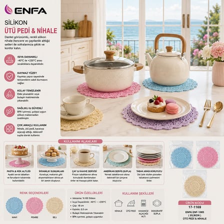 Enfa ENF-1085 Silikon Nihale Renkli- 12'li Paket