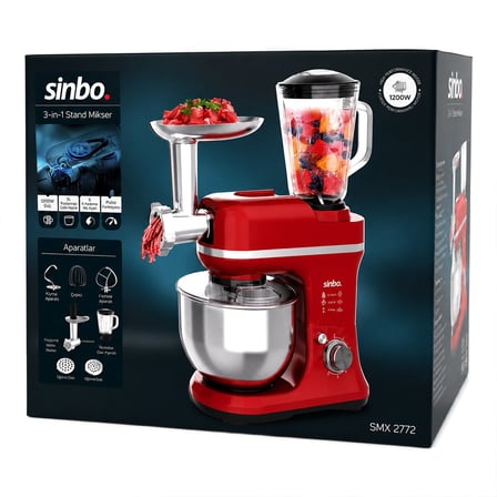Sinbo SMX-2772 Standlı Mikser ve Blender Seti 3 in 1 1500W Kırmızı