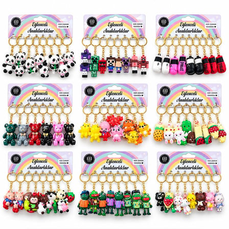 KRD Home KRD-8901 Mix Desenli Eğlenceli Anahtarlık- 12'li Paket
