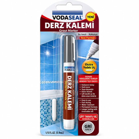Vodaseal DRK-003 Gri Derz Kalemi Su Bazlı Kokusuz Yedek Uçlu- 10'li Paket