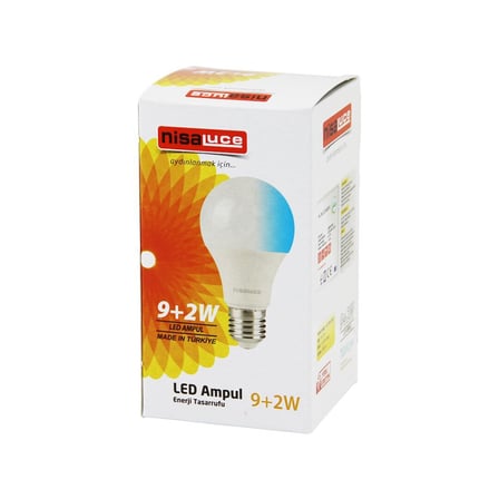 NisaLuce EAMP-074/BM 9+2W E27 Beyaz-Mavi LED Ampul- 10'li Paket