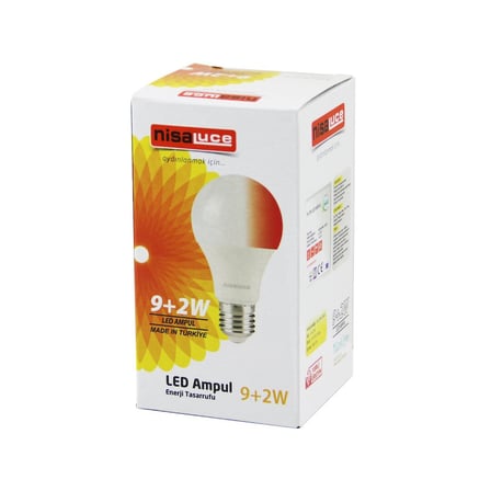 NisaLuce EAMP-074/BK 9+2W E27 Beyaz-Kırmızı LED Ampul- 10'li Paket