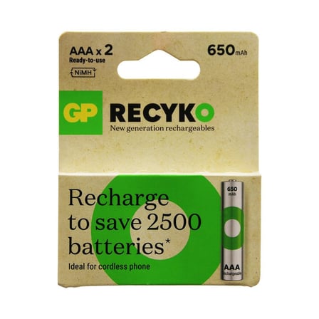 GP ReCyko 650mAh AAA Şarjlı İnce Pil 2'li Paket