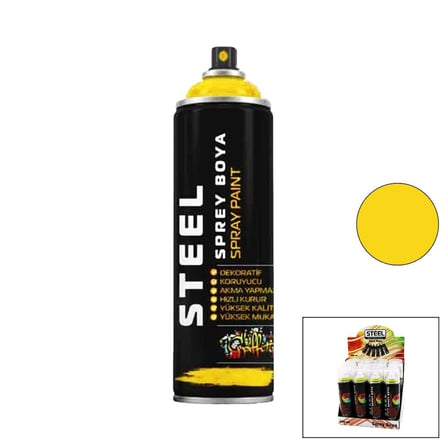 Steel Sarı Sprey Boya 200ml- 12'li Paket