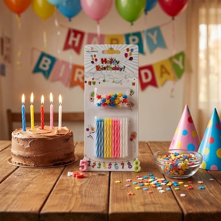 KSMART K-1094 İnce Renkli Doğum Günü Mumu (24 Adet)- 24'li Paket