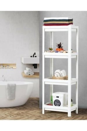 Shelf Unit Maggie Omberg OM-1016-0530-0251 4 Çukur Raflı Beyaz Dikdörtgen Raf Ünitesi