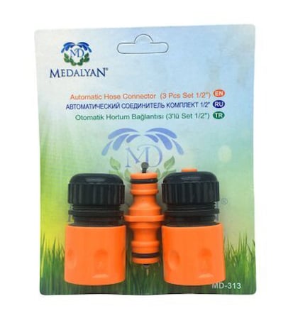 Medalyan MD-313 3'lü Set 1/2 Lüks Otomatik Hortum Eki Bağlantısı- 20'li Paket