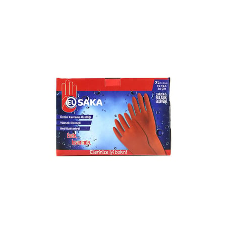 Elsaka XL Doğal Lateks Temizlik & Bulaşık Eldiveni- 30'li Paket