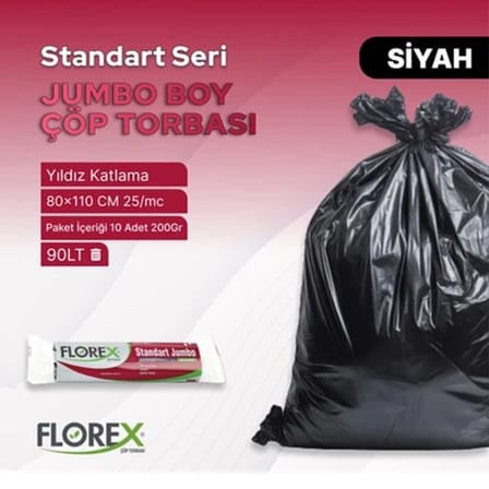 Florex-511 Standart Jumbo Çöp Torbası 80x110cm (10 Adet)- 20'li Paket
