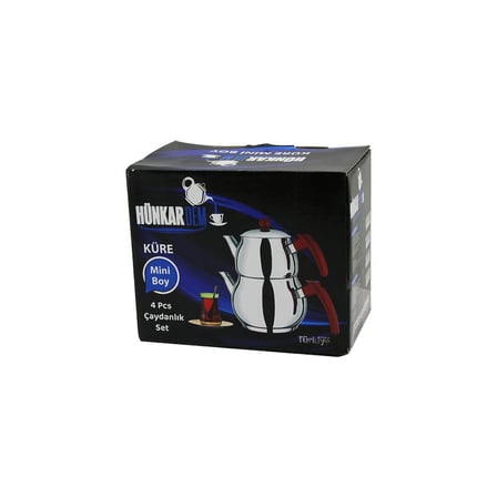 Hünkardem Mini Küre Çelik Çaydanlık Seti (Renkli Bakalit Kulp, Üst Demlik: 0.75L & Alt Suluk: 1.35L)