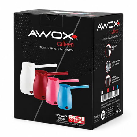 Awox Caffeen Sarı Elektrikli Cezve Türk Kahvesi Makinesi Çift Ağız 0.4LT 1000W