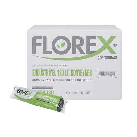 Florex-509 Konteyner 120LT Çift Kat Endüstriyel Çöp Torbası 90x125cm- 20'li Paket