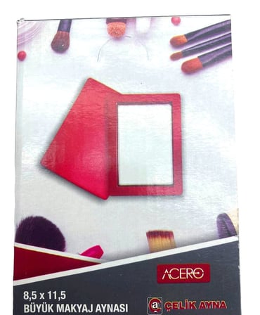 Çelik Ayna 197 Acero Büyük Dikdörtgen Cep Çanta Makyaj Aynası 8.5x11.5cm- 12'li Paket