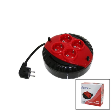 Pera WT-730023 Mini Makaralı Uzatma Kablosu 3x1.5mm 3 Metre