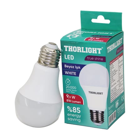 Thorlight A-6009-B 9.3W E27 Beyaz LED Ampul- 10'li Paket