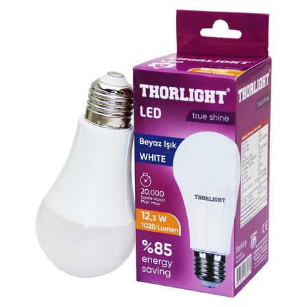 Thorlight A-6012B 12.3W E27 Beyaz LED Ampul- 10'li Paket