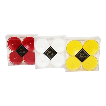 Gül Candle GL-210 Yuvarlak ve Kristal Kapsül Kokulu Mum 4'lü- 24'li Paket