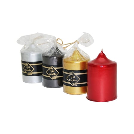 Gül Candle 5x7 Küçük Yaldızlı Takoz Mum- 40'li Paket