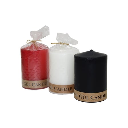 Gül Candle 7x10 Orta Renkli Silindir Mum- 20'li Paket