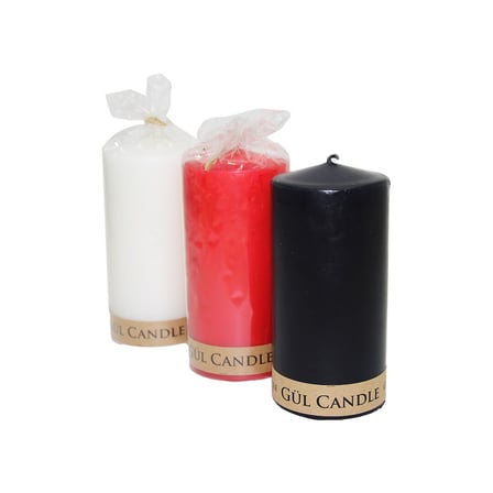 Gül Candle 7x14 Büyük Renkli Silindir Mum- 20'li Paket