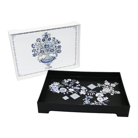 Harmony Time AS-101 HT-028.04 Japon Gülü Desenli Dikdörtgen Ayaklı Tepsi 31x21cm- 12'li Paket