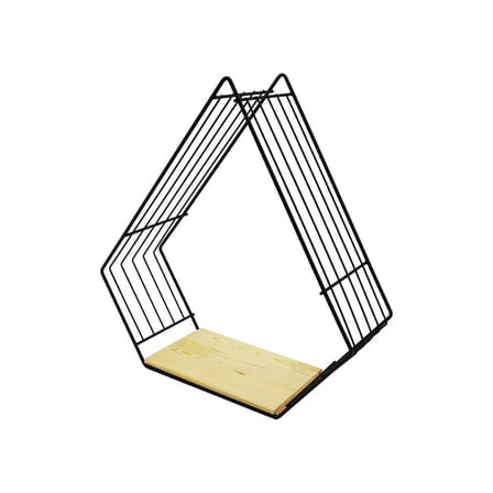 Lalezar LZR-621 Piramit Ahşap Tabanlı Tek Katlı Metal Dekoratif Duvar Rafı- 3'li Paket