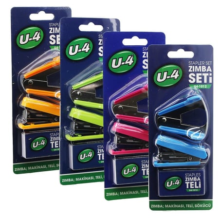 U-4 U4-1012 Zımba Seti (Mini Zımba Makinesi, Teli ve Tel Sökücü)- 24'li Paket