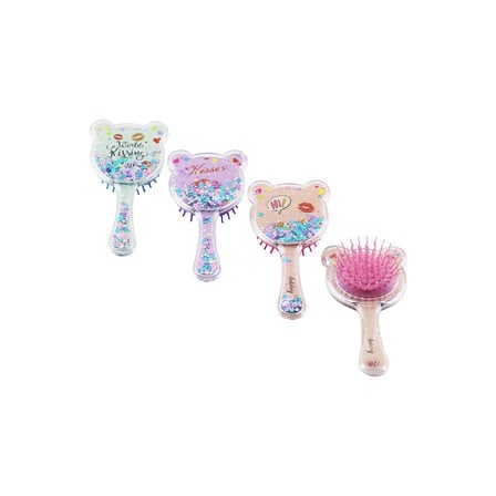 Hair Comb Happy Baysa-1577 Kız Çocuk Lüks Saç Fırça & Tarak (Simli Mika Kristal Saplı)- 12'li Paket