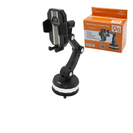 9A X-0567 Oto Araç Telefon ve Bardak Tutucu - 3 Eklemli 360° Kol, Yapışkanlı ve Vantuzlu, 60-105 mm 