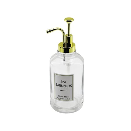 DMR-4947 Yuvarlak Cam Şişe Şeffaf Sıvı Sabunluk 500ml