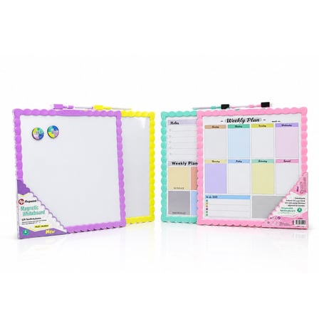 New Magnetic Whiteboard JL-116 Manyetik Yazı Tahtası 29x29cm Çift Taraflı Renkli Çerçeve- 12'li Pake