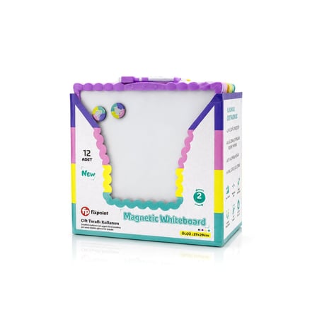 New Magnetic Whiteboard JL-116 Manyetik Yazı Tahtası 29x29cm Çift Taraflı Renkli Çerçeve- 12'li Pake