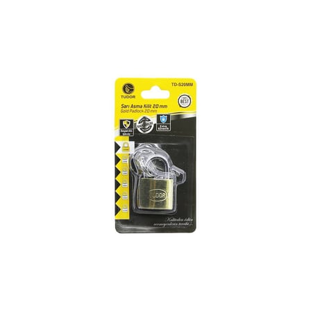 Tudor TD-S20MM Vakumlu 20mm Sarı Kısa Kancalı Asma Kilit- 12'li Paket