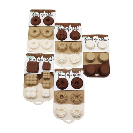İbico İ22-002 Klasik Çizgili Silikon Muffin Kek Kalıbı 6'lı Mini- 10'li Paket
