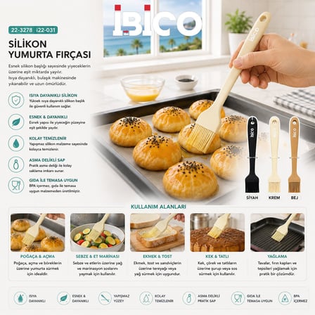 İbico İ22-031 Renkli Silikon Yumurta Fırçası- 12'li Paket