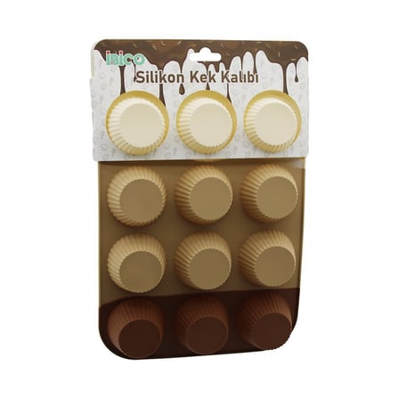 İbico İ22-042 Klasik Çizgili Silikon Mini Muffin Kek Kalıbı- 6'li Paket