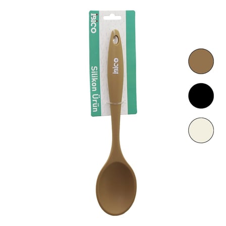 İbico İ22-037 Renkli Silikon Servis Kaşık 26.5cm Silikon Saplı- 12'li Paket