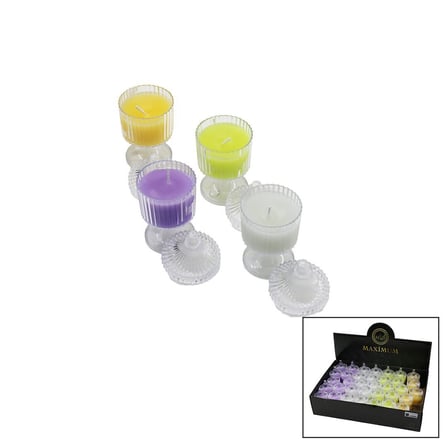 Maximum MAX-2467 Şeffaf Mika Kristal Ayaklı Lokumluk Kap (Renkli & Kokulu Mum) 35x1- 35'li Paket