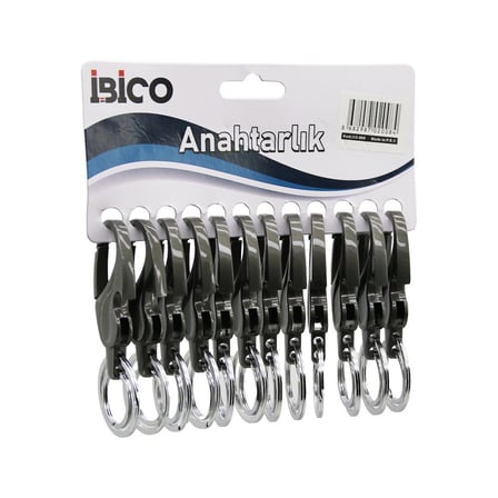 İBİCO İ12-008 Su Damlası Model Gövde Metal Anahtarlık Çift Halkalı Kemer Geçmeli- 12'li Paket