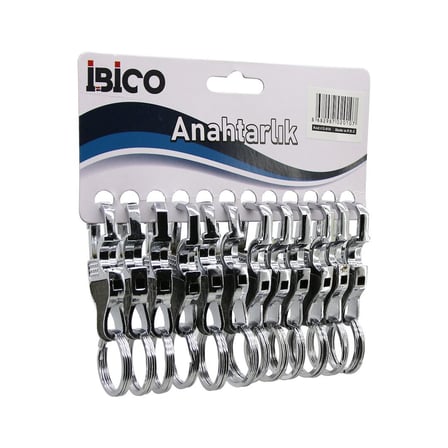 İBİCO İ12-010 Kupa Model Gövde Metal Anahtarlık Çift Halkalı Kemer Geçmeli- 12'li Paket