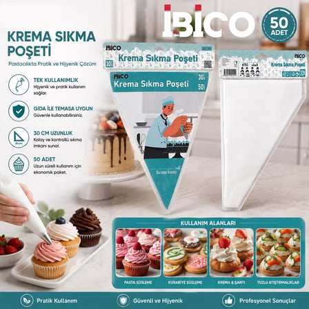 İBİCO İ22-151 Naylon Krema Sıkma Torbası (30cm, 50 Adet)