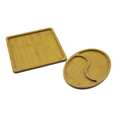 Pablito PBT-519 Ahşap Sunum Tepsi Seti (Kare ve 2 Bölmeli Oval)- 24'li Paket