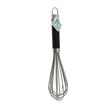 İbico İ22-061 30cm Siyah Silikon Kaplı Krom Saplı Metal Çırpıcı- 12'li Paket