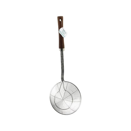 İBİCO İ22-297 Derin Çelik Kevgir 14cm Akasya Ahşap Saplı- 12'li Paket