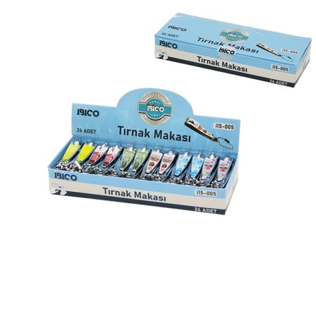 İbico İ15-005 Küçük Renkli Desenli Tırnak Makası- 24'li Paket